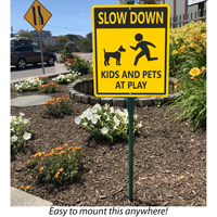 Kids and pets at play sign
