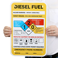 Diesel Fuel - Irritant, Combustible Sign