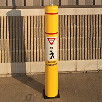 FlexBollard with Signpost: Pedestrian Crossing Post - 52in. Flexbollard with 8ft Signpost