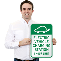 Electric Vehicle Charging Station Hour Limit Signs
