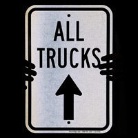 All Trucks Move Ahead with Up Arrow Sign