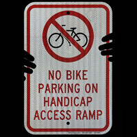 Handicap Access Ramp Sign with  No Bike Parking