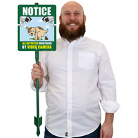 Notice - All Activities Monitored by Video Camera LawnBoss Sign Stake Kit