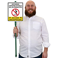 Person urinating in public will be prosecuted lawn sign