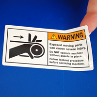 Exposed Moving Parts Cause Severe Injury Labels