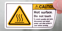 Hot Surface Do Not Touch Lockout Power Labels