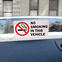 No Smoking In This Vehicle label with graphic
