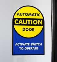 2-Sided Caution Automatic Door Die Cut Labels