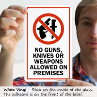 No Guns, Knives, Weapons on Premises Decal