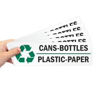 Cans bottles plastic paper recycle label