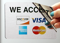 We Accept Visa, MasterCard, Discover, American Express Labels