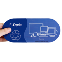 E-Cycle, Electronics Vinyl Recycling Stickers with Recycle Symbol
