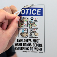 Employees Wash Hands Before Returning Work Mirror Decals