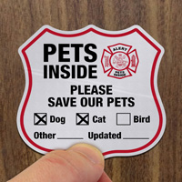 Pets Inside Shield Label