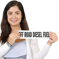 Safety label for high sulfur diesel fuel off-road usage