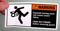 Exposed Moving Parts Can Cause Severe Injury Labels