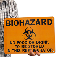 Biohazard Food Drink Stored Refrigerator Signs