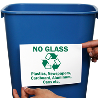 No Glass Plastics Newspapers Recycle Signs