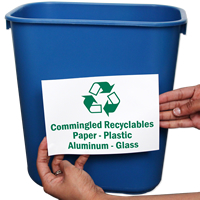 Recyclables Paper, Plastic Aluminum and Glass Signs