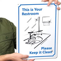 Restroom Please Clean Door Sign