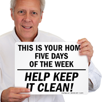 Housekeeping Clean Signs Label