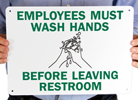 Employees Wash Hands Door Sign