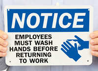Notice Employees Must Wash Hands Signs