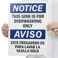 This Sink Is For Dishwashing Only Bilingual Sign