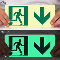 Glow-in-the-Dark Directional Exit Down Arrow Sign