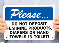 Do Not Deposit Feminine Products, Diapers Toilet Signs
