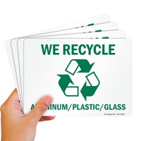 Recycling aluminum, plastic sign