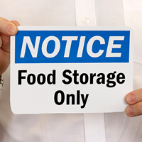 Food Storage Notice Sign
