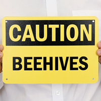 Caution Beehives Sign