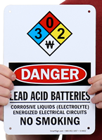 Lead Acid Batteries Corrosive Liquids OSHA Danger Signs