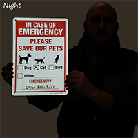 Please Save Our Pets, Write-on Emergency Number Sign