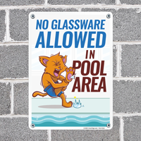 glassware restriction notice for poolside