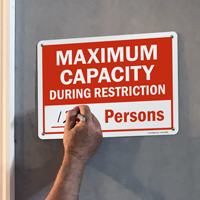 Maximum occupancy signs for social distancing