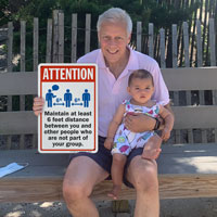 Maintain At Least 6 Feet Distance Sign