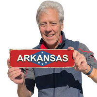 Antique-style Arkansas pride sign