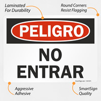 Spanish caution sign: Peligro - Prohibido el paso