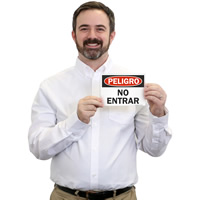 Peligro sign in Spanish No entrar Riesgo