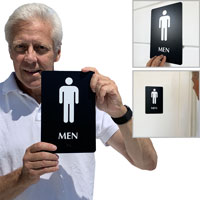 Men’s restroom braille door sign