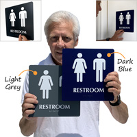 Restroom braille door sign in color