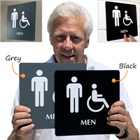 Men’s room  braille sign with accessible and ADA symbol