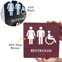 Restroom sign with accesible symbol