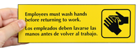 Employees Must Wash Hands Bilingual Signs