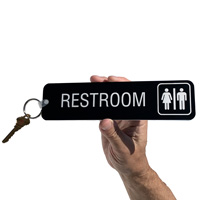Restroom key tag with graphic