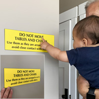 Do not move tables and chairs sign social distancing sign