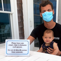 Staggered seating sign