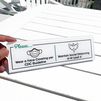 Wear Face Covering Maintain Social Distancing Desk Sign